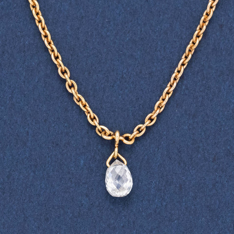 .20ct Briolette Cut Diamond Drop Necklace