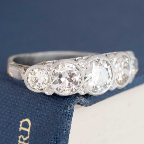 2.11ctw Antique Old European Cut Diamond Graduated Scroll Band