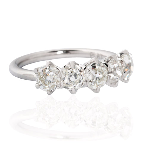2.11ctw Old Mine Cut Diamond 5-Stone Band