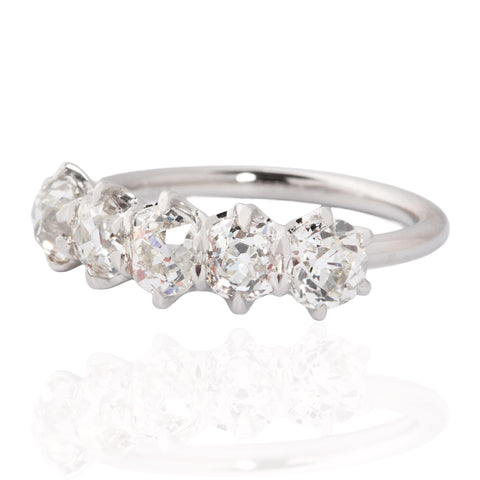 2.11ctw Old Mine Cut Diamond 5-Stone Band