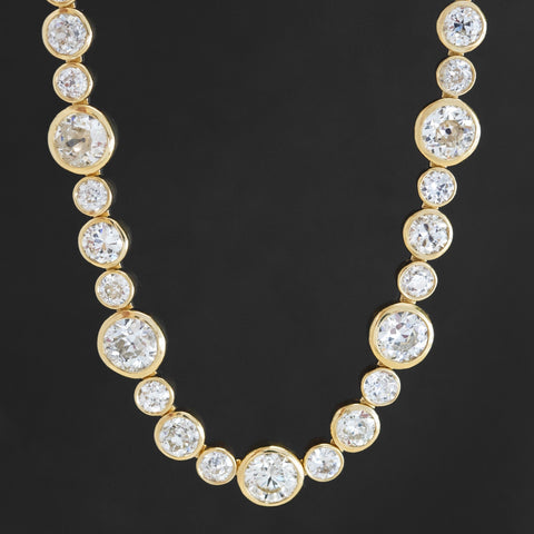 21.27ctw Old European Cut Diamond Bezel Tennis Necklace