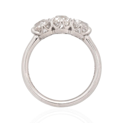 2.13ctw Old Mine Cut Diamond Trilogy Ring