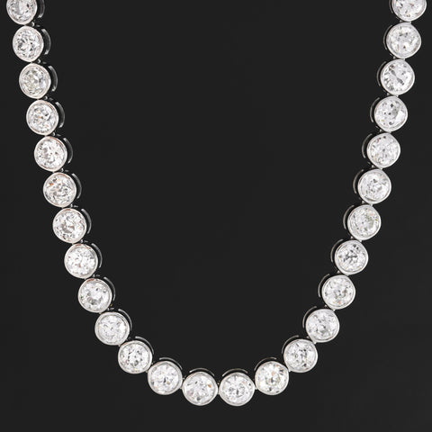 21.59ctw Old European Cut Diamond Bezel Tennis Necklace