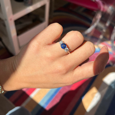 2.15ctw Diamond & Sapphire Trilogy Ring by Tiffany and Co