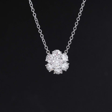 2.21ctw Round Brilliant Cut Diamond Flower Cluster Pendant