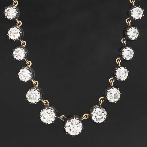 22.48ctw Old European Cut Diamond Riviere Necklace