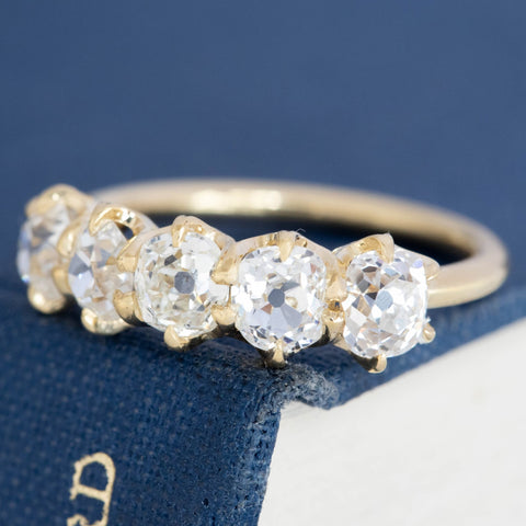 2.25ctw Old Mine Cut Diamond 5-Stone Band