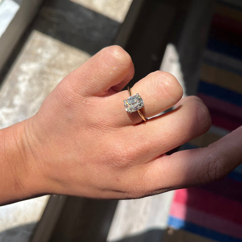 2.28ct Elongated Old Mine Cut Diamond Solitaire, GIA L VVS2
