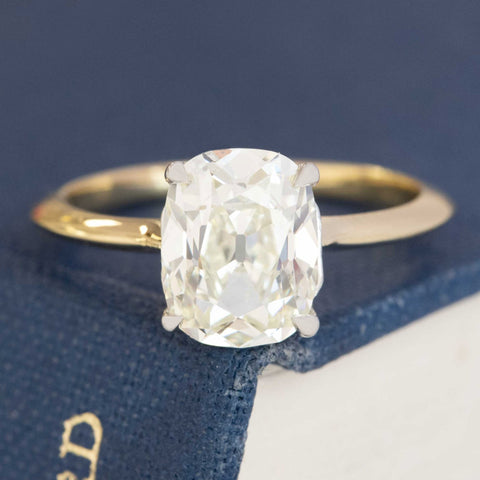2.28ct Elongated Old Mine Cut Diamond Solitaire, GIA L VVS2