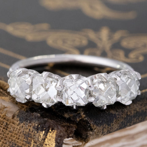 2.28ctw French Cut Diamond 5-Stone Half-Hoop Band