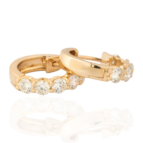 2.30ctw Round Brilliant Cut Diamond Hoop Huggie Earrings