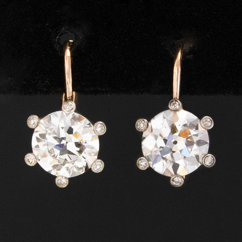 2.30ctw Vintage Old European Cut Diamond Dormeuse Earrings