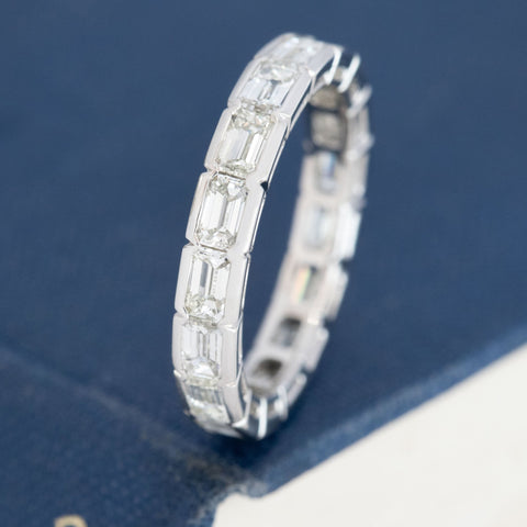 2.53ctw Emerald Cut Diamond Half-Bezel Eternity Band