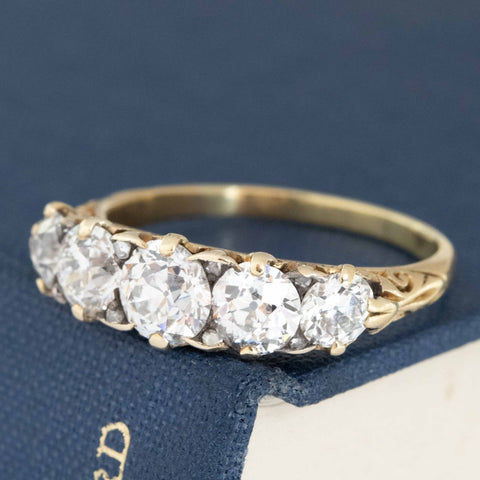 2.45ctw antique Victorian graduated old European cut diamond five-stone band in 18kt yellow gold – alternate view 5
