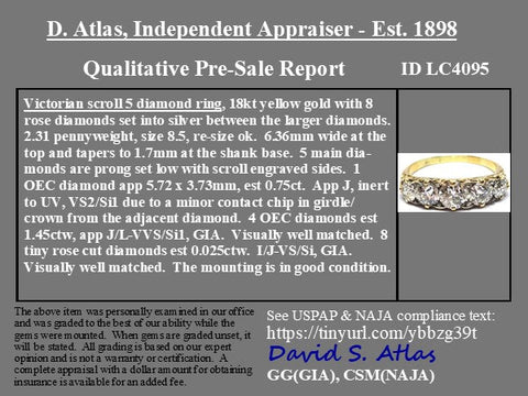 2.45ctw antique Victorian graduated old European cut diamond five-stone band in 18kt yellow gold – alternate view 4
