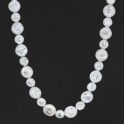 24.89ctw Old European Cut Diamond Bezel Tennis Necklace