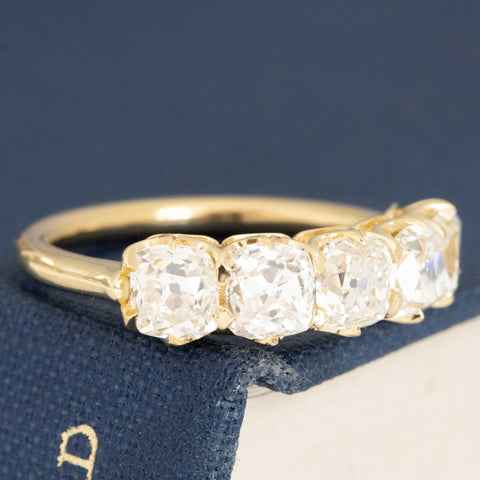 2.48ctw Old Mine Cut Diamond 5-Stone Half-Hoop Band
