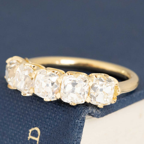 2.48ctw Old Mine Cut Diamond 5-Stone Half-Hoop Band