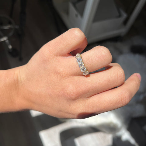 2.48ctw Old Mine Cut Diamond 5-Stone Half-Hoop Band