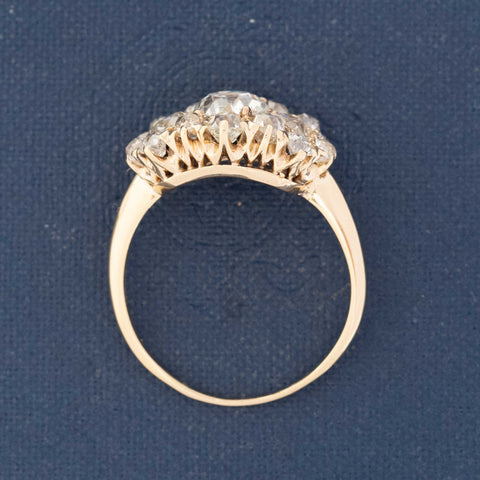 2.50ctw Old Mine Cut Diamond Cluster Ring, GIA
