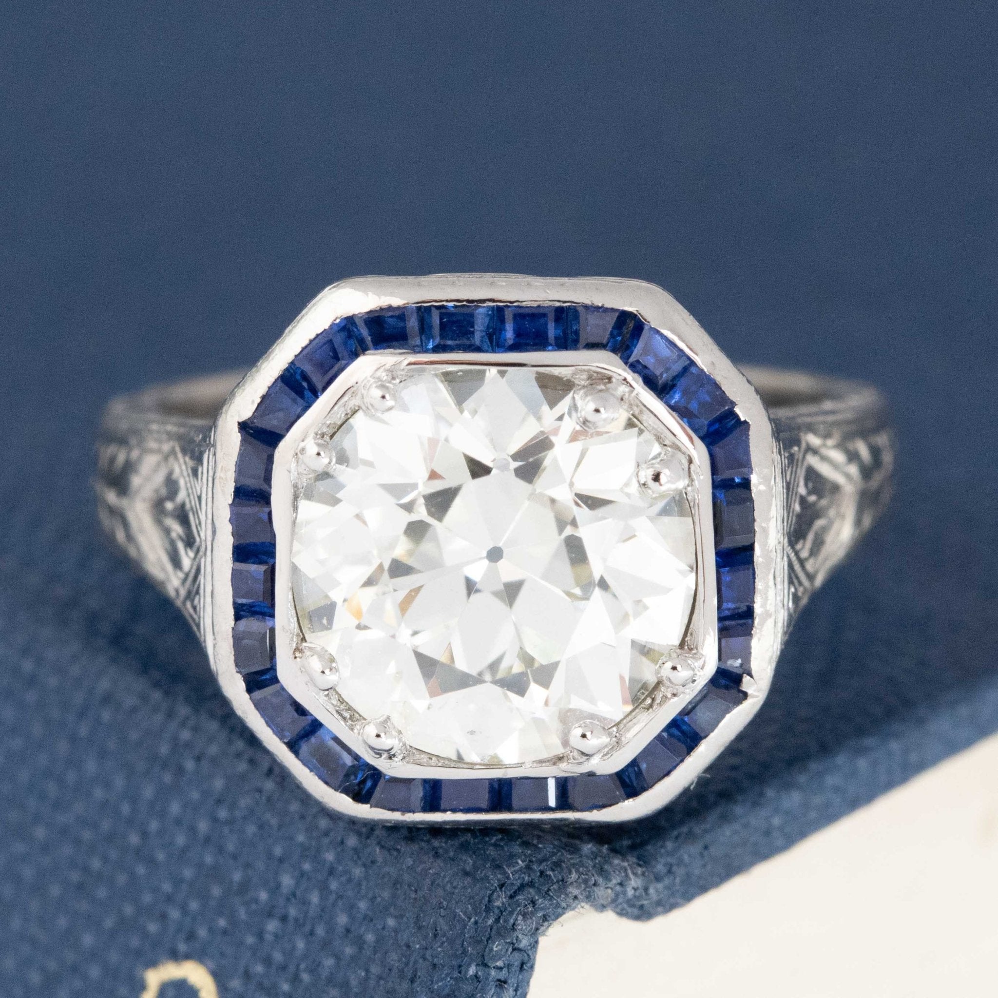 1890s 2.10 Ct Target Halo Marquise Cut Diamond Iconic Retro Vintage Engagement Ring in 935 Argentium Silver outlet Art Deco Ring Blue Sapphire Ring