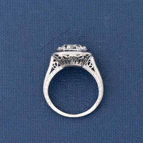 2.51ct Old European Cut Diamond Sapphire Target Ring, GIA M VS2