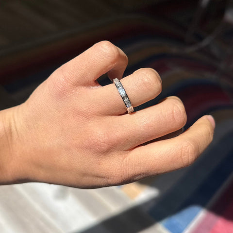 2.53ctw emerald cut diamond half bezel eternity band in platinum – alternate view 2