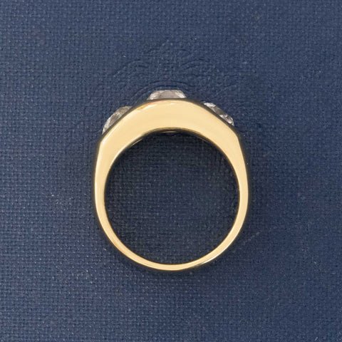 2.53ctw Old Mine & Old European Cut Diamond Flush Set Trilogy Ring