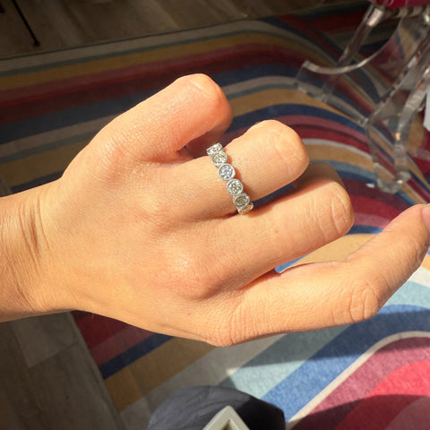 2.57ctw Old European Cut Diamond Engraved Eternity Band