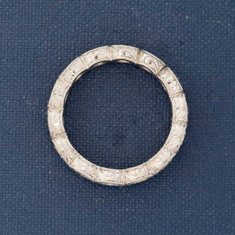 2.57ctw Old European Cut Diamond Engraved Eternity Band
