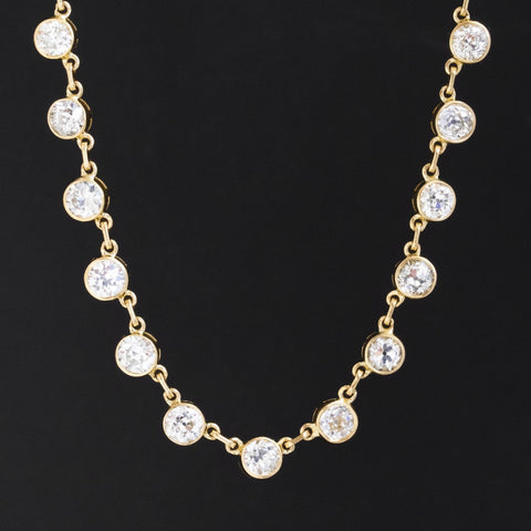 25.81ctw Old European Cut Diamond Riviere Station Necklace