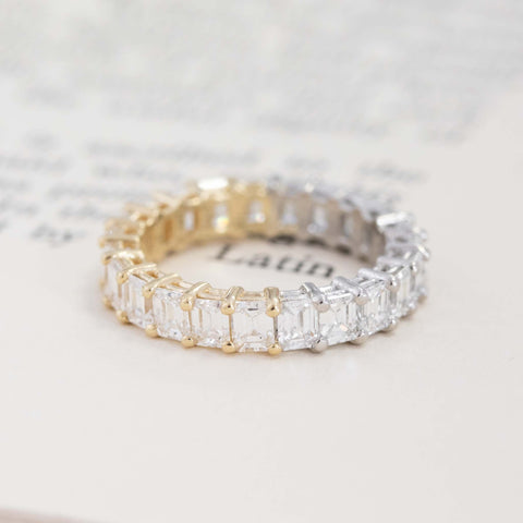 2.58ctw Emerald Cut Diamond Yin + Yang Eternity Band