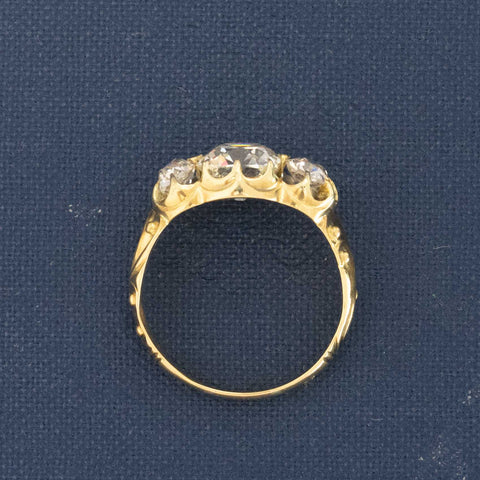 2.63ctw Victorian Old Mine Cut Diamond Trilogy Ring