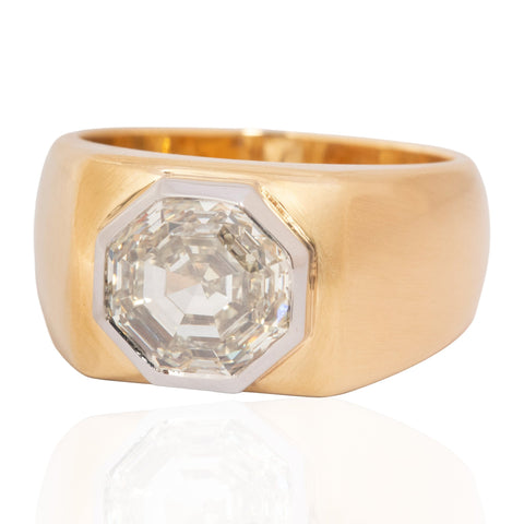 2.65ct Octagonal Step Cut Diamond Bezel Ring, GIA