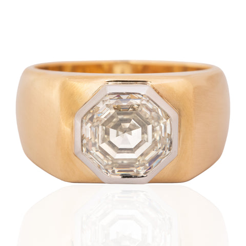 2.65ct Octagonal Step Cut Diamond Bezel Ring, GIA