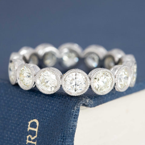 2.67ctw Old European Cut Diamond Engraved Eternity Band