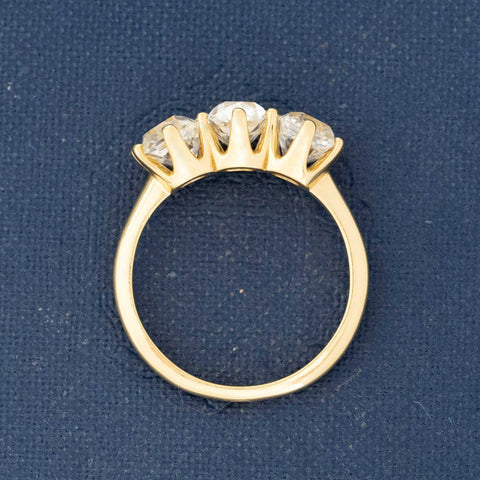 2.72ctw Vintage Old Mine Cut Diamond Trilogy Ring