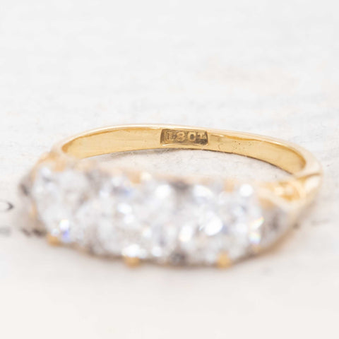 2.56ctw Antique Old Mine Cut Diamond 3-Stone Scroll Ring