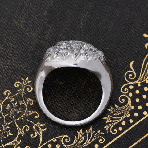 2.75ctw French antique old cut diamond dome cluster ring with east-west pear center, 18K white gold – alternate view 6
