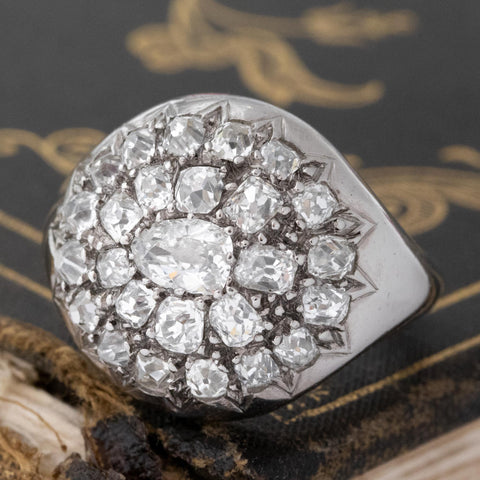 2.75ctw French antique old cut diamond dome cluster ring with east-west pear center, 18K white gold – alternate view 5