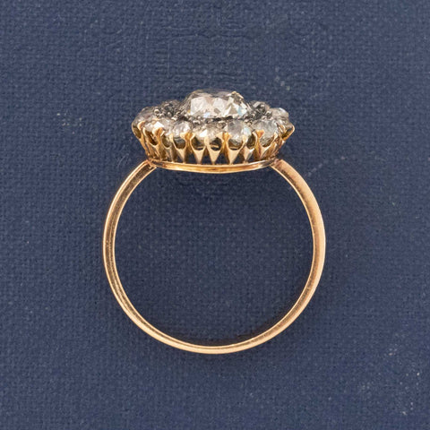 2.77ctw Antique Old Cut Diamond Cluster Ring