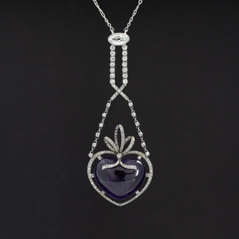 27.92ctw Amethyst Heart & Diamond Pendant