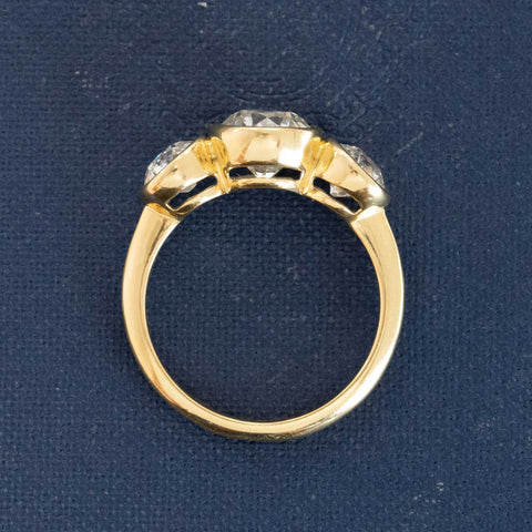 2.80ctw Old European Cut Diamond Trilogy Bezel Ring, GIA