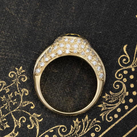 2.80ctw vintage half moon twin stone sapphire and pave diamond dome ring, 18K yellow gold – alternate view 6