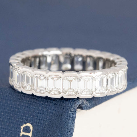 2.83ctw Emerald Cut Diamond Half-Bezel Eternity Band