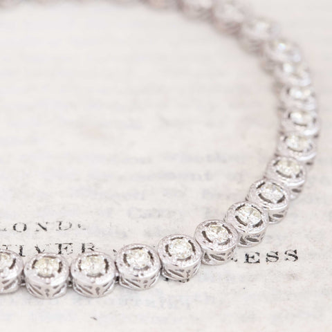 2.89ctw Vintage Old European Cut Diamond Bezel Tennis Bracelet