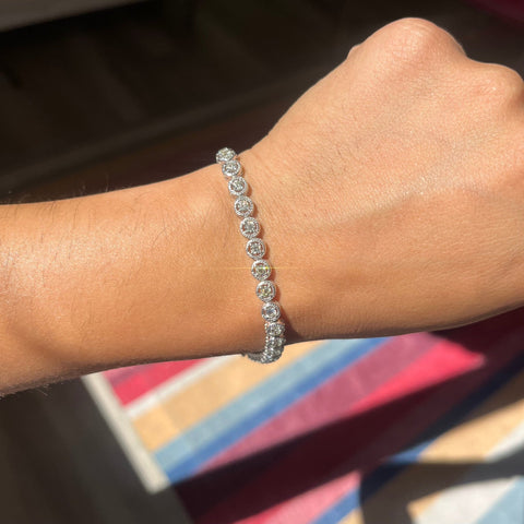 2.89ctw Vintage Old European Cut Diamond Bezel Tennis Bracelet