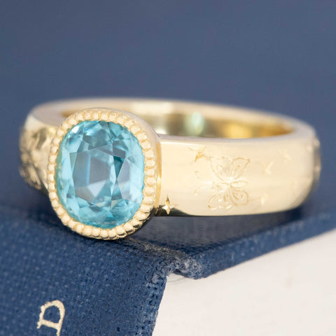 2.97ct Vintage Zircon Bezel Ring, GIA