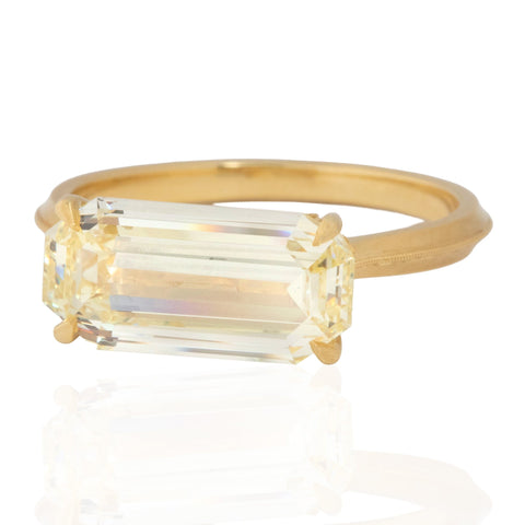 3.00ct Fancy Light Yellow Emerald Cut Diamond Solitaire, by Erika Winters
