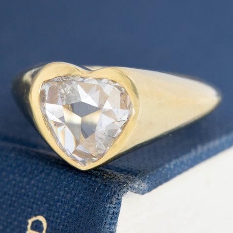 3.00ct Pear Cut Diamond Heart Bezel Solitaire, GIA